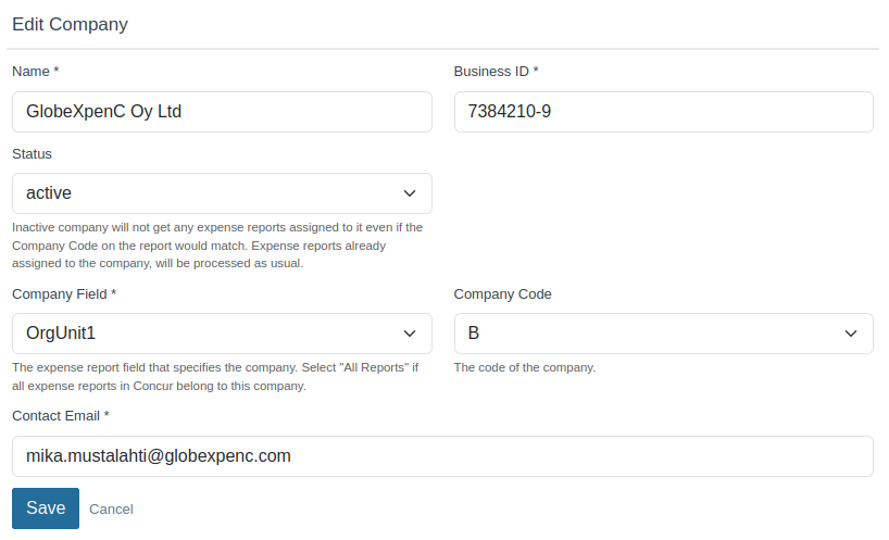 Company form